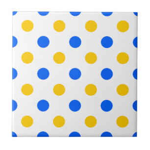 Azulejo Diseño de lunares blancos azules y amarillos 