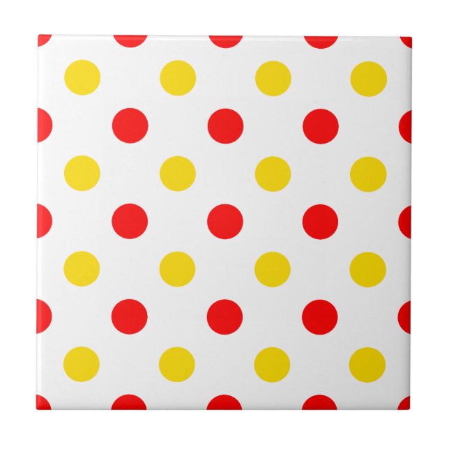 Azulejo Diseño de lunares blancos rojos amarillos  (Frente)