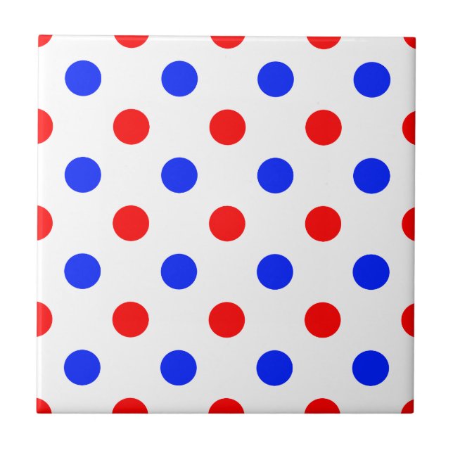 Azulejo Diseño de lunares blancos rojos y azules (Frente)