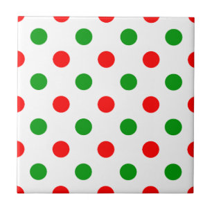 Azulejo Diseño de lunares blancos rojos y verdes