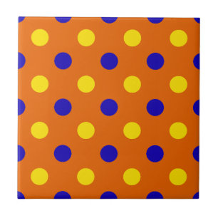 Azulejo Diseño de lunares naranja azul amarillo
