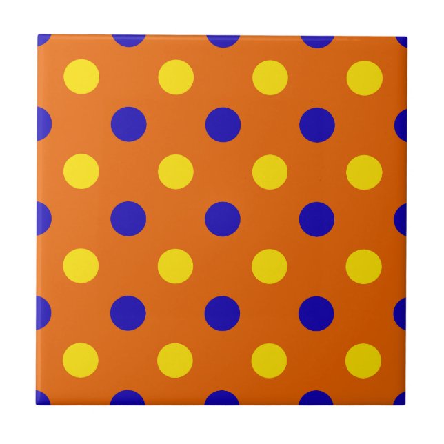 Azulejo Diseño de lunares naranja azul amarillo (Frente)