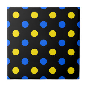 Azulejo Diseño de lunares negros azules y amarillos