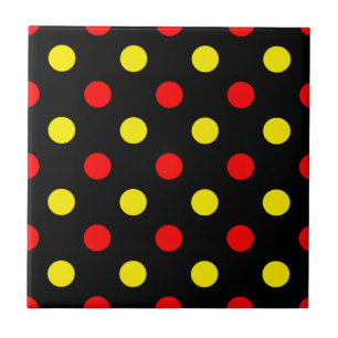 Azulejo Diseño de lunares negros rojos y amarillos 