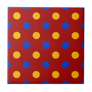 Azulejo Diseño de lunares rojos azules y amarillos 
