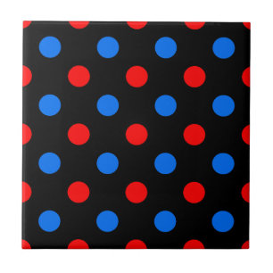 Azulejo Diseño de lunares rojos y azules negros