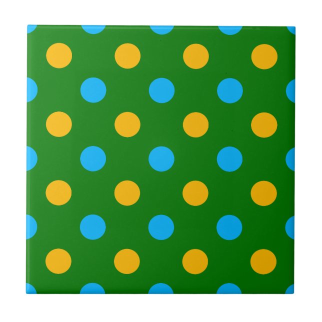 Azulejo Diseño de lunares verde amarillo negro (Frente)