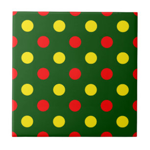 Azulejo Diseño de lunares verdes rojos y amarillos 