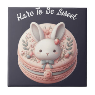 Azulejo Diseño de macarón de conejo personalizado dulce y