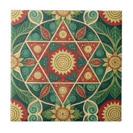 Azulejo Diseño de Mandala Floral Geométrico Sagrado Arte d