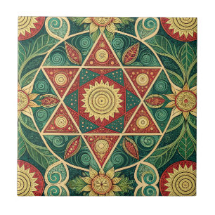 Azulejo Diseño de Mandala Floral Geométrico Sagrado Arte d