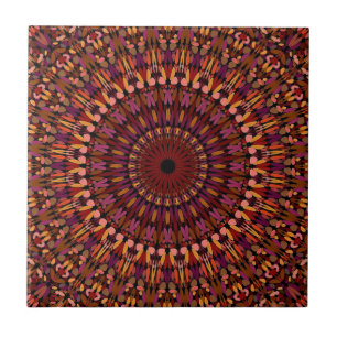Azulejo Diseño de Mandala Marrón Floral