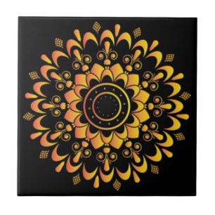 Azulejo Diseño de Mandala Único Dorado-95747