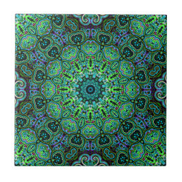 Azulejo diseño de mandala verde esmeralda