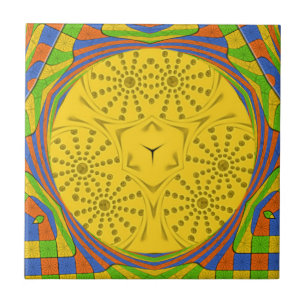 Azulejo Diseño de marco a cuadros de arte impreso con moti