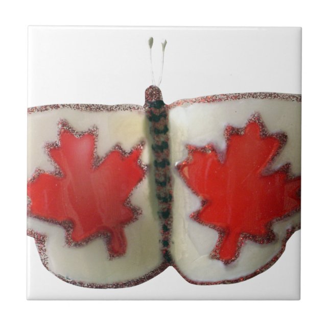 Azulejo Diseño de mariposa de bandera canadiense (Frente)