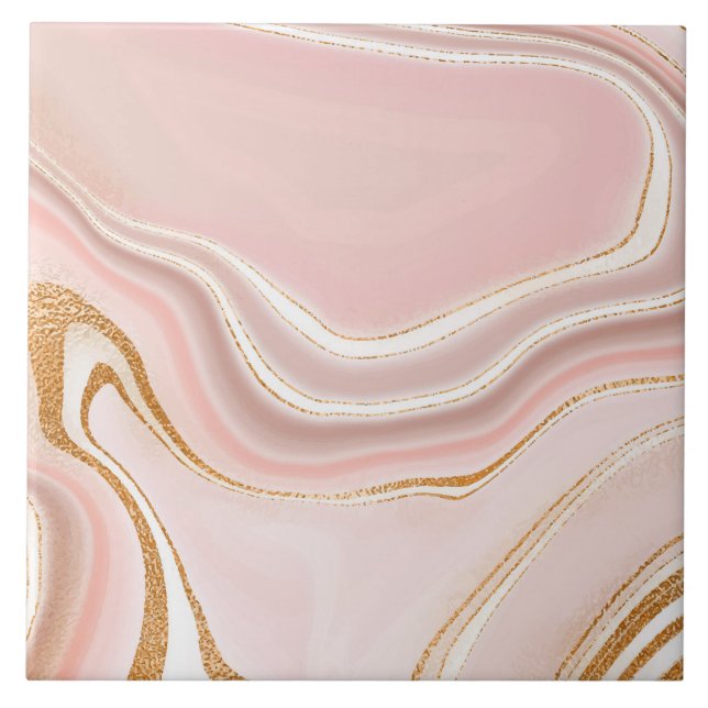 Azulejo Diseño de mármol dorado rosa ligero en bonito (Frente)
