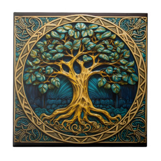 Azulejo Diseño de mosaico celta en árbol de la vida