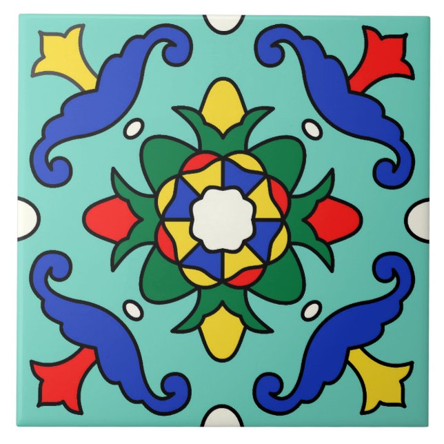 Azulejo Diseño de mosaico cerámico en la isla catalana (Frente)