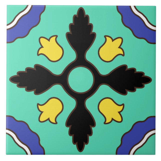 Azulejo Diseño de mosaico cerámico en la isla catalana (Frente)