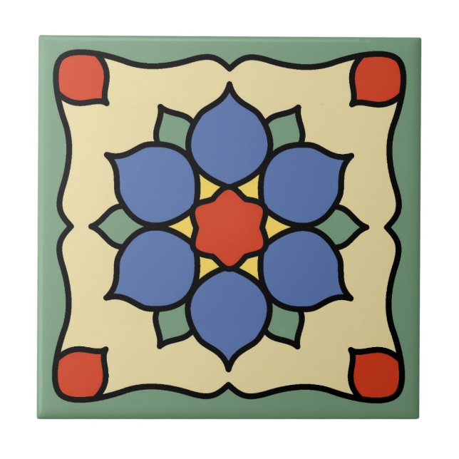 Azulejo Diseño de mosaico cerámico en la isla catalana (Frente)