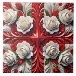 Azulejo Diseño de mosaico con Rosas ingleses