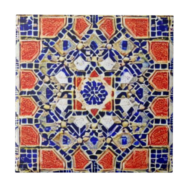 Azulejo Diseño de mosaico de mosaico marroquí con arte geo (Frente)