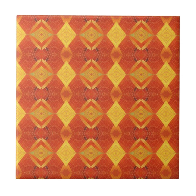 Azulejo diseño de mosaico geométrico de color rojo naranja (Frente)