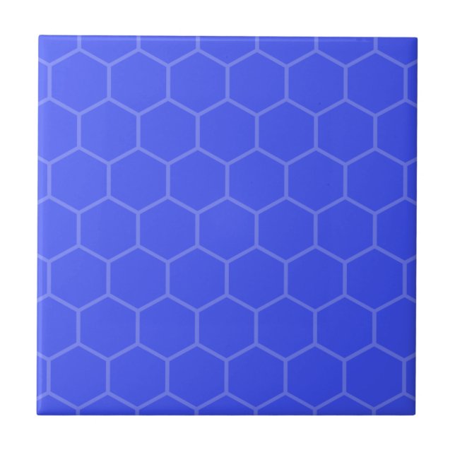 Azulejo Diseño de mosaico geométrico de índigo hexágono (Frente)