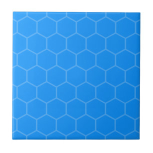 Azulejo Diseño de mosaico geométrico hexagonal azul eléctr