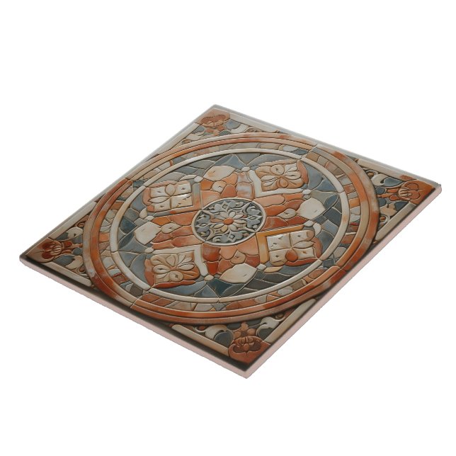 Azulejo Diseño de mosaicos cerámicos con motivos florales (Lado)