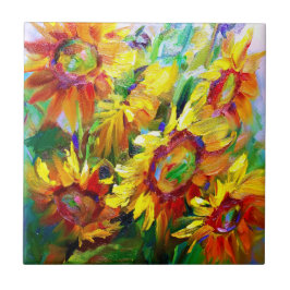 Azulejo Diseño de mosaicos de girasoles florales