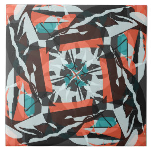Azulejo Diseño de mosaicos giratorios en Naranja, negro y