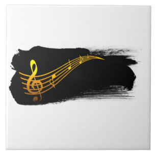 Azulejo Diseño de música de clave de sol dorado-amarillo