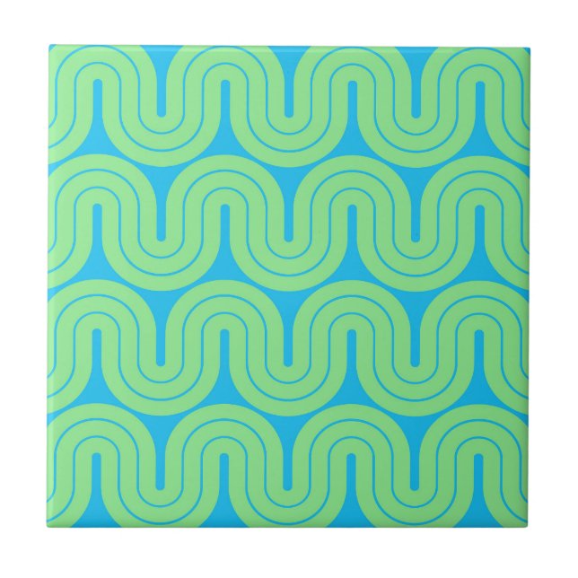 Azulejo Diseño de oleada de degradado geométrico retro (Frente)