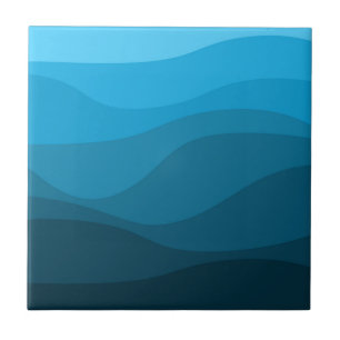 Azulejo Diseño de ondas de estilo retro de océano ondulado