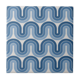 Azulejo Diseño de ondas geométricas en azul