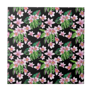 Azulejo Diseño de orquídeas acuarela 27