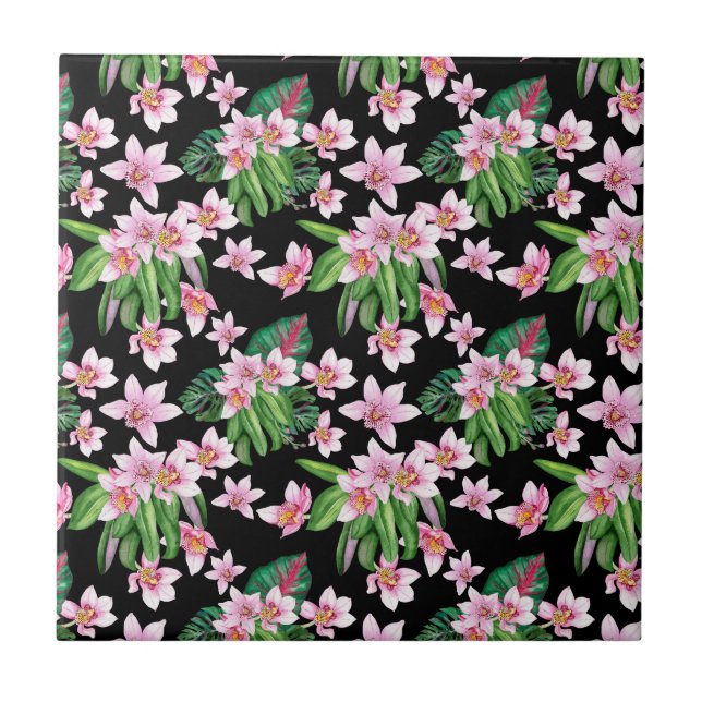 Azulejo Diseño de orquídeas acuarela 27   (Frente)