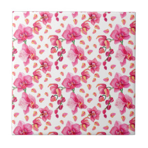 Azulejo Diseño de orquídeas acuarelas 2