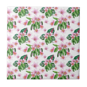 Azulejo Diseño de orquídeas acuarelas 30