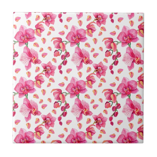 Azulejo Diseño de orquídeas en acuarela 2 (Frente)