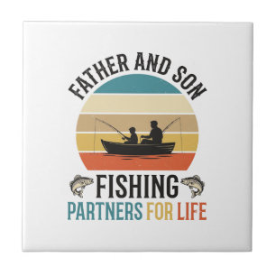 Azulejo Diseño de padre e hijo compañeros de pesca para to