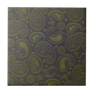 Azulejo diseño de paisley marrón dorado