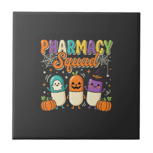 Azulejo Diseño de pastillas fantasma de Halloween del escu