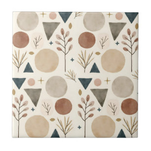 Azulejo Diseño de patrón botánico geométrico boho 385