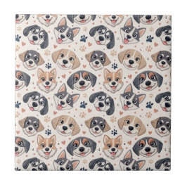 Azulejo Diseño de patrón de cara de cachorro lindo para ni