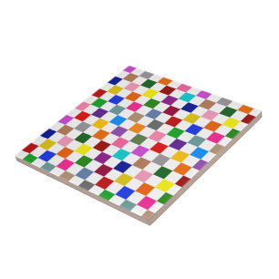 Azulejo Diseño de Patrón de Cuadros Colorido Blanco