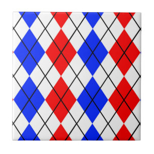 Azulejo Diseño de patrón de diamante azul rojo blanco