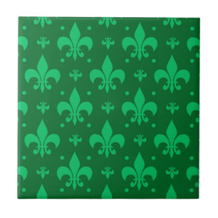 Azulejo Diseño de patrón de flor de lis verde